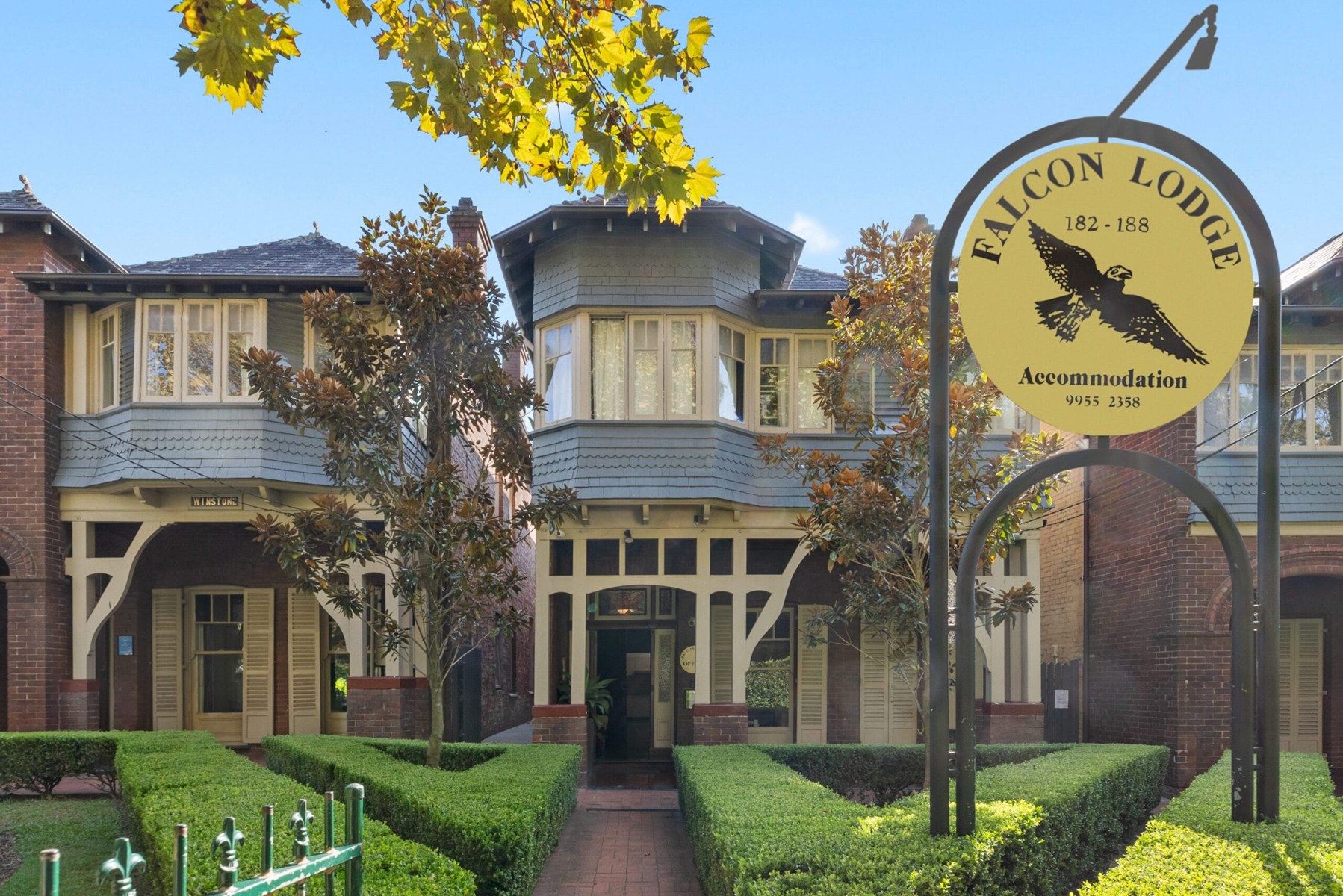 Falcon Lodge’s Federation houses and entrance sign
